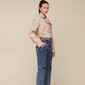 NEW Avec Les Filles Cropped Biker Jacket Size Small